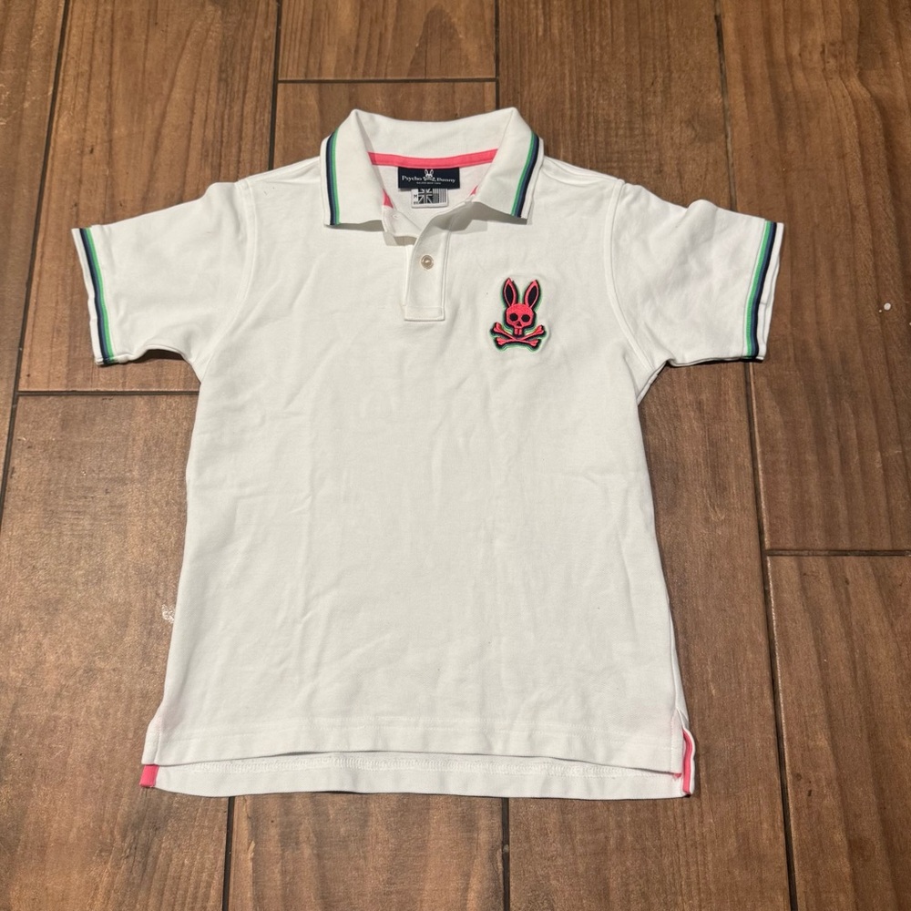 Psycho Bunny White Polo with Pink Logo